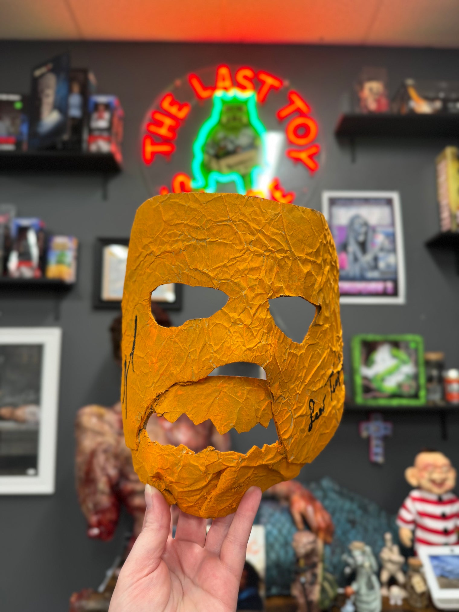 Rob Zombie's Halloween: Handmade Orange Asylum Papier Mache Mask - Signed by Tyler Mane and Lew Temple