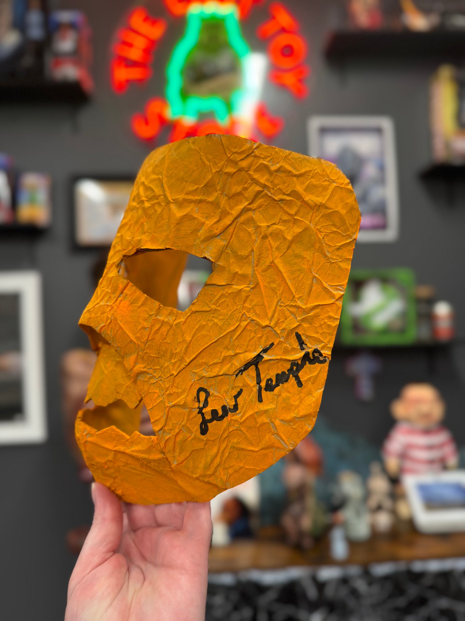 Rob Zombie's Halloween: Handmade Orange Asylum Papier Mache Mask - Signed by Tyler Mane and Lew Temple