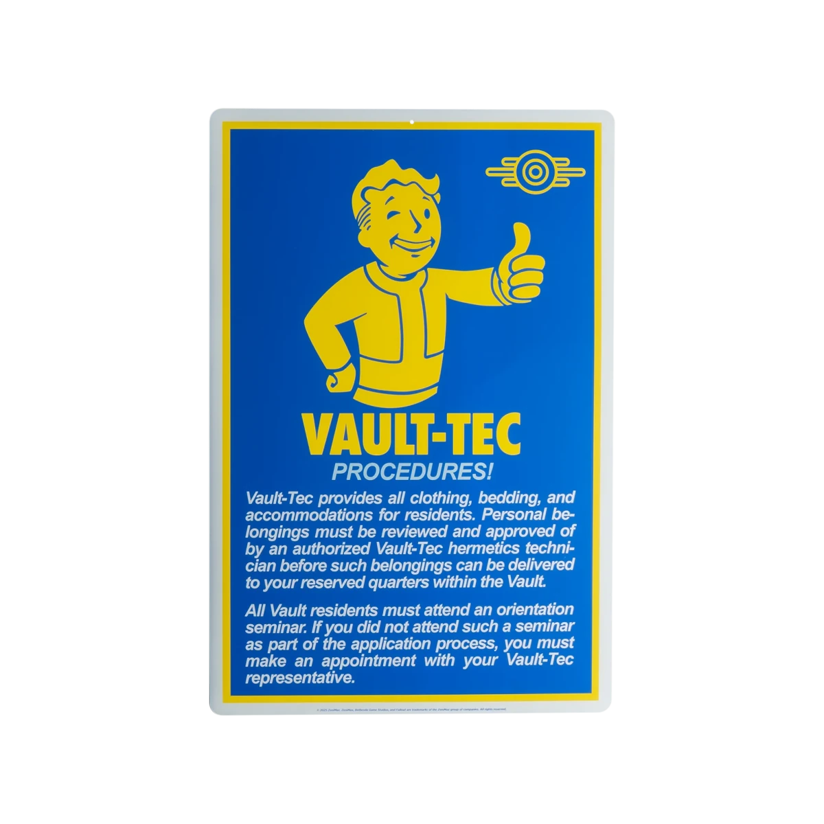 Fallout - Procedures Metal Sign - Trick or Treat Studios