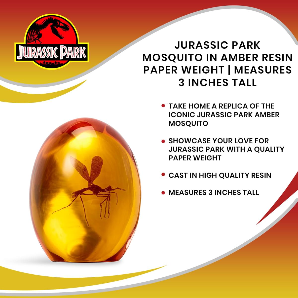 Jurassic Park - Mosquito In Amber Resin Prop Replica - Surreal Entertainment