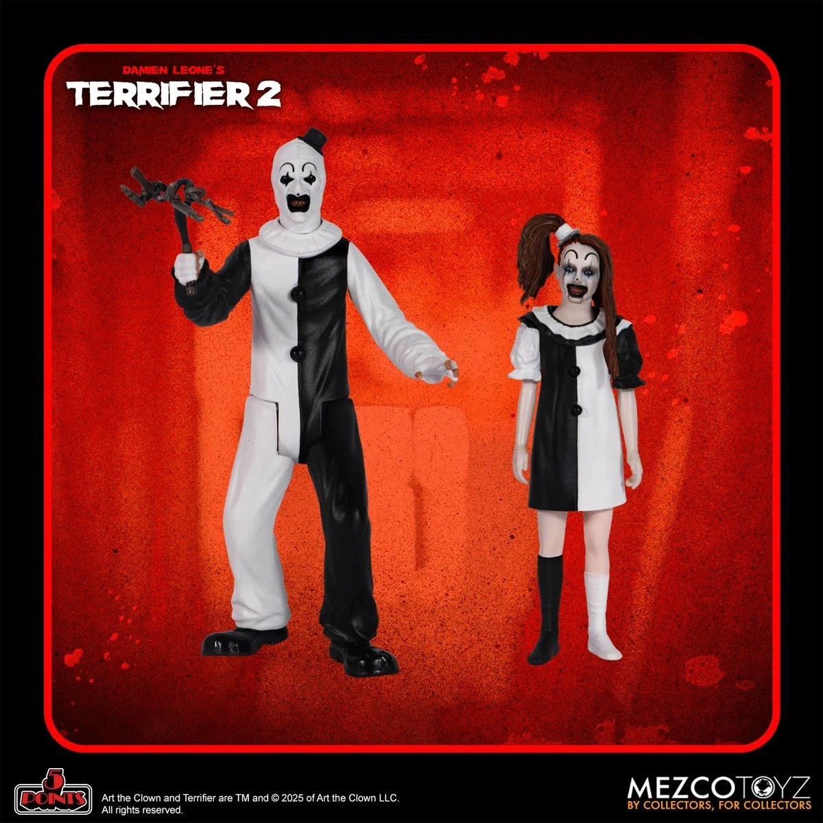 Terrifier 2: Art The Clown & Little Pale Girl 5 Points Figure Set - Mezco Toyz