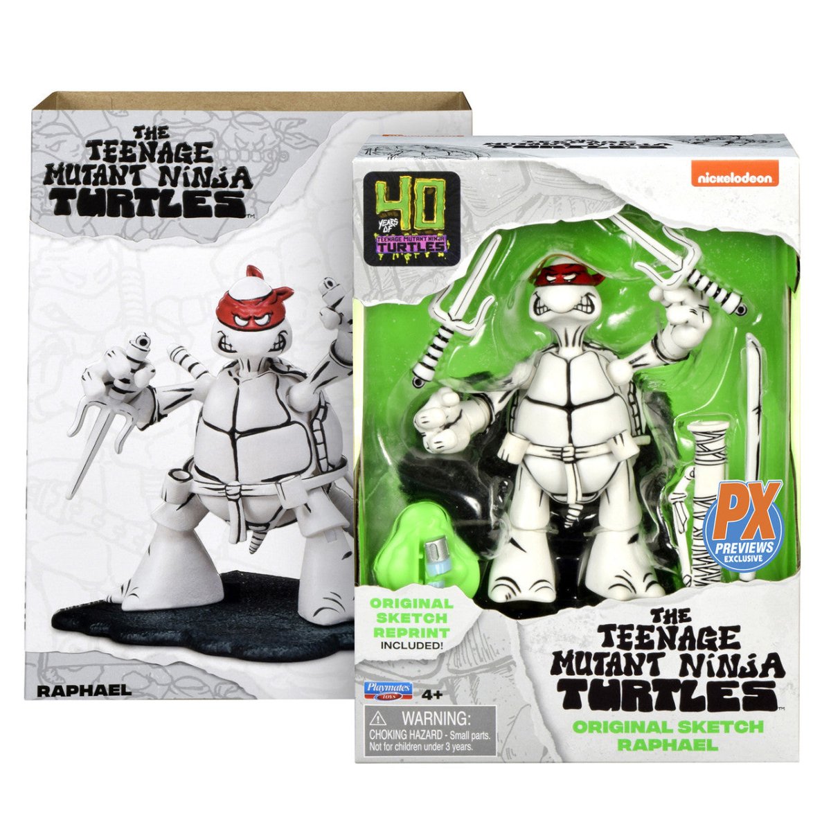 TMNT: Black and White Original Sketch Turtles 40th Anniversary PX - Set of 4 - The Last Toy Store