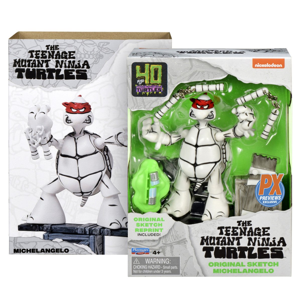 TMNT: Black and White Original Sketch Turtles 40th Anniversary PX - Set of 4 - The Last Toy Store