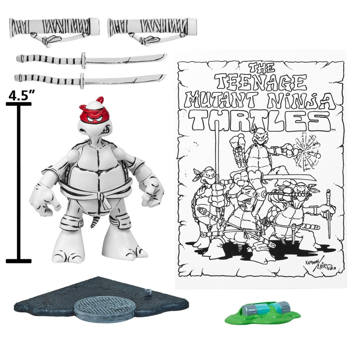 TMNT: Black and White Original Sketch Turtles 40th Anniversary PX - Set of 4 - The Last Toy Store