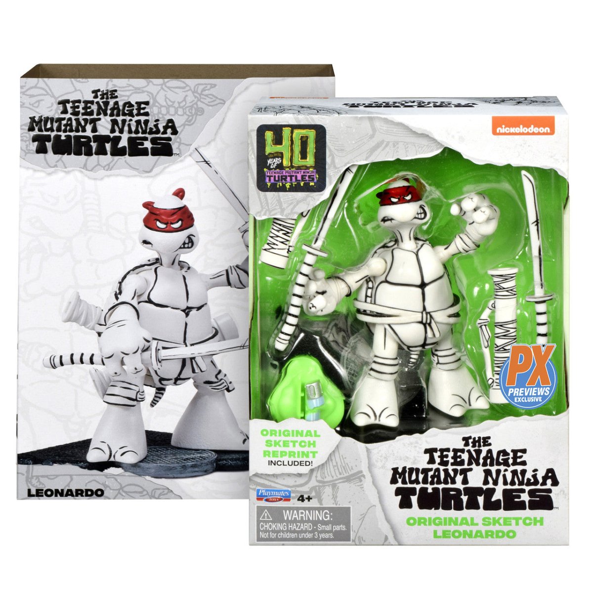 TMNT: Black and White Original Sketch Turtles 40th Anniversary PX - Set of 4 - The Last Toy Store