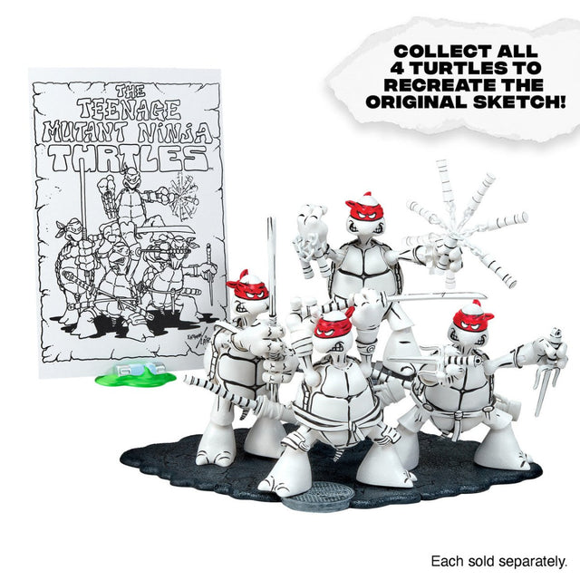 TMNT: Black and White Original Sketch Turtles 40th Anniversary PX - Set of 4 - The Last Toy Store