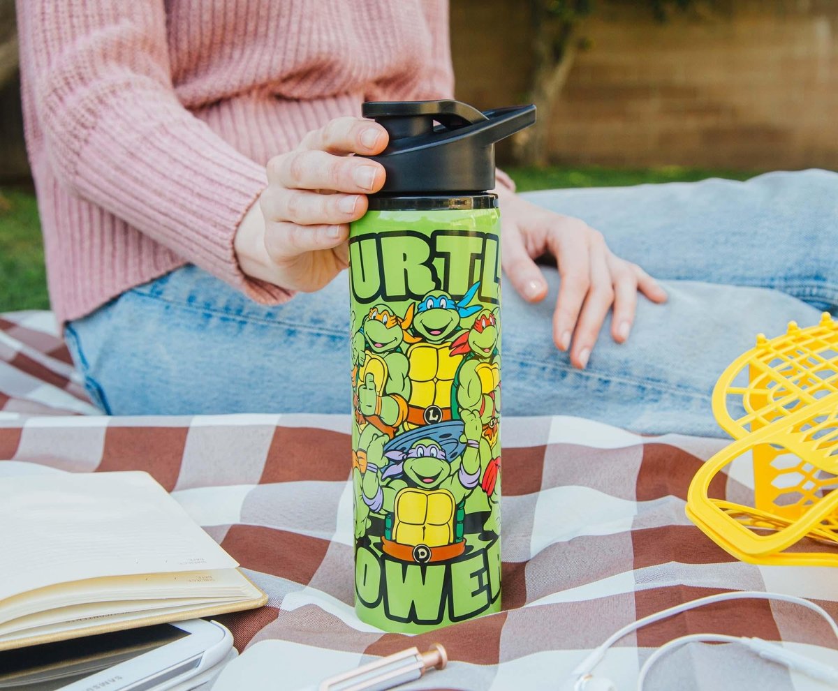 TMNT - Turtle Power 25oz Stainless Steel Water Bottle - Silver Buffalo