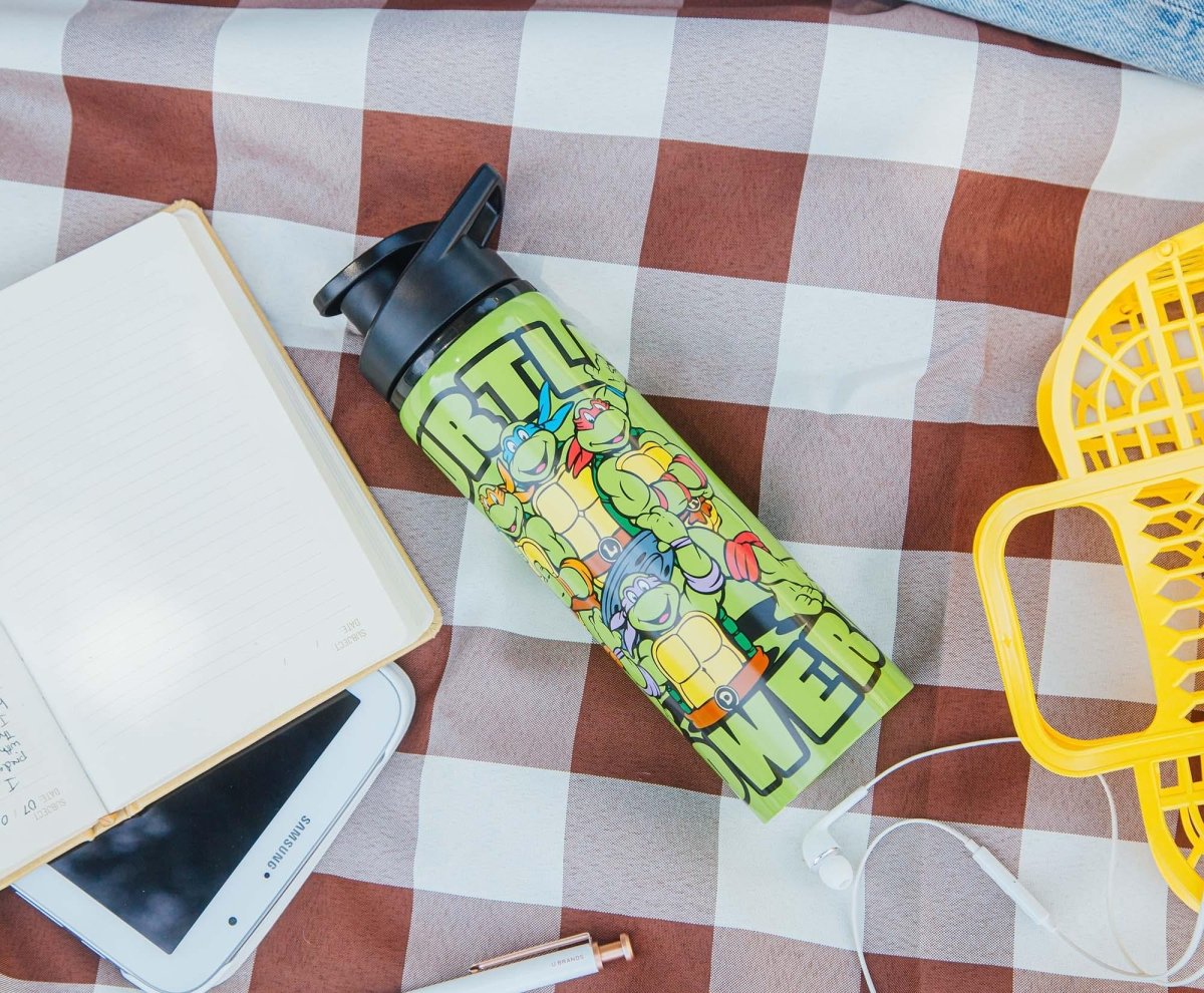 TMNT - Turtle Power 25oz Stainless Steel Water Bottle - Silver Buffalo