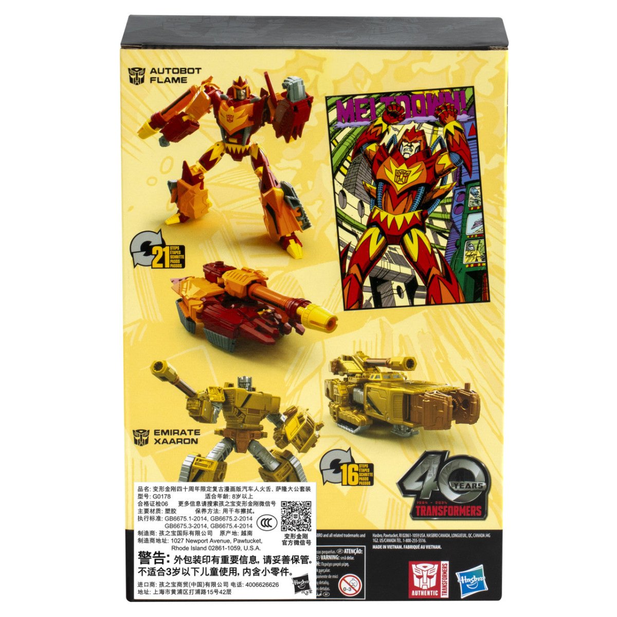 Transformers Generations: Emirate Xaaron and Autobot Flame 2 Pack - 40th Anniversary Comic Edition Figures - Hasbro