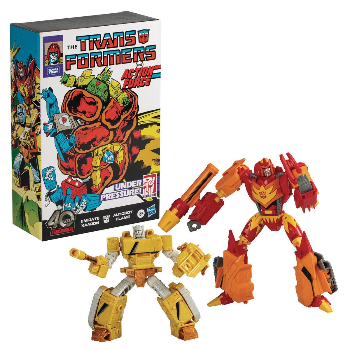 Transformers Generations: Emirate Xaaron and Autobot Flame 2 Pack - 40th Anniversary Comic Edition Figures - Hasbro