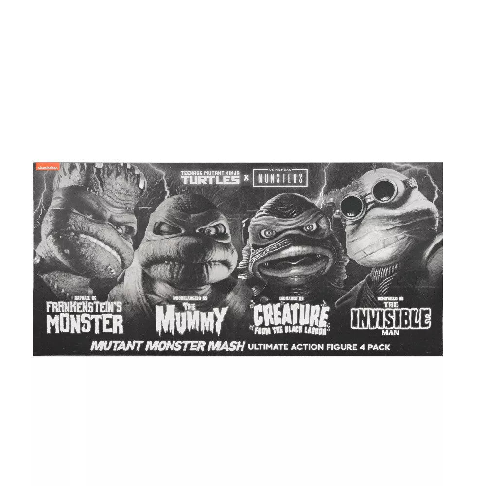 Universal Monsters x TMNT: Black & White Turtles 4 Pack - 7" Scale Figure Set - NECA