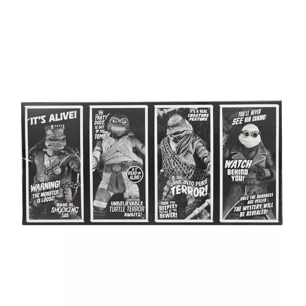 Universal Monsters x TMNT: Black & White Turtles 4 Pack - 7" Scale Figure Set - NECA
