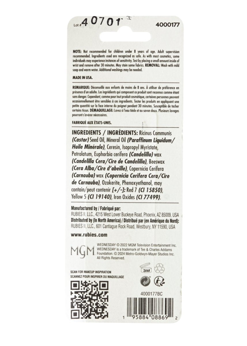 Wednesday - Halloween Lipstick - Rubies