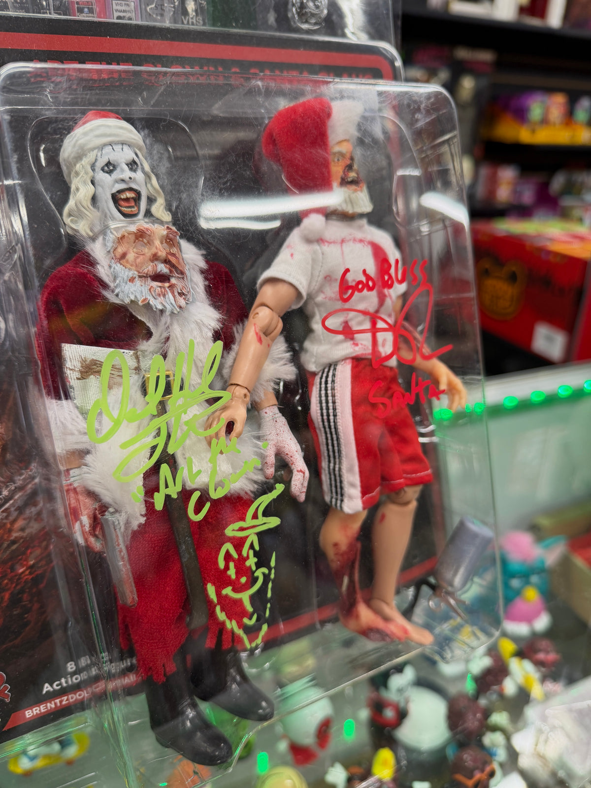 Terrifier 3: Art the Clown and Santa Claus - BrentzDolz 2 Pack Signed by David Howard Thornton and Danny Roebuck