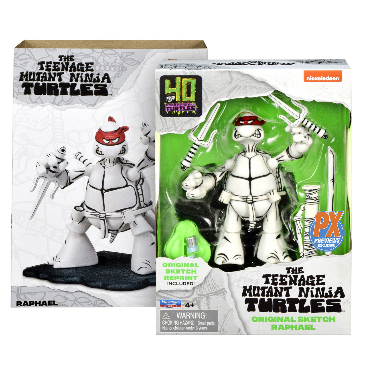 TMNT: Black and White Original Sketch Turtles 40th Anniversary PX - Set of 4