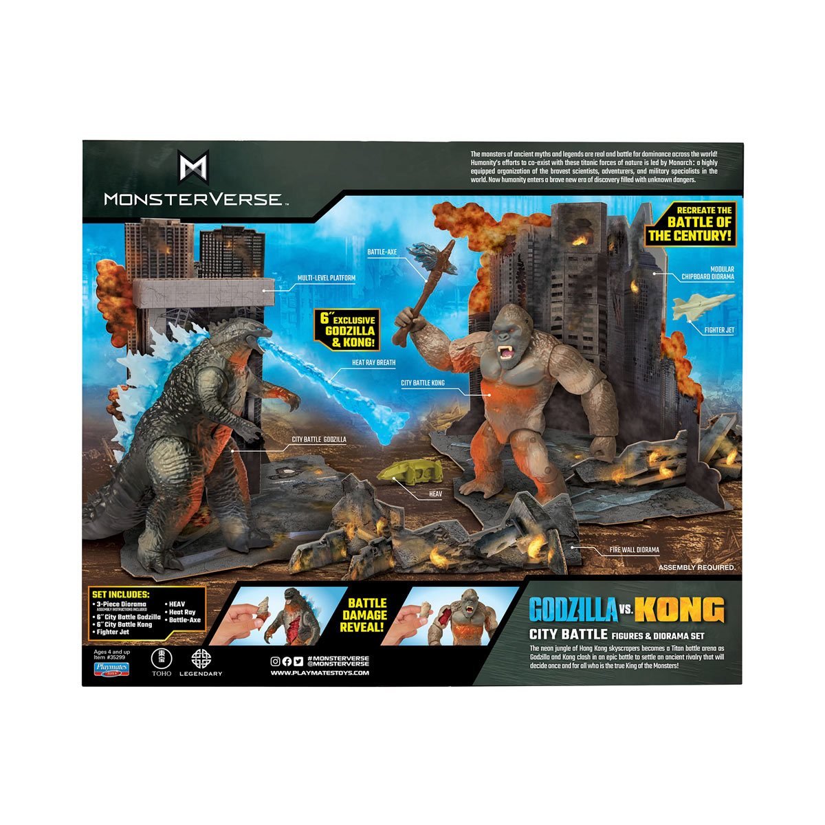 Monsterverse City: Battle Godzilla and Kong - 6" Action Figure 2 Pack - Playmates