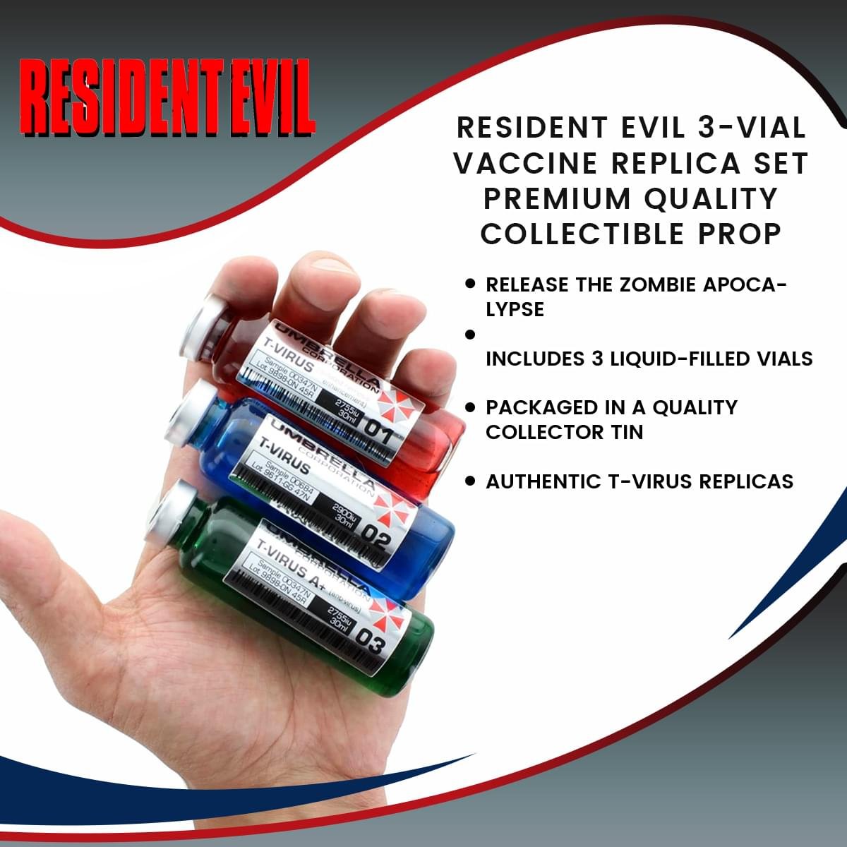 Resident Evil: 3 Vial T - Virus Vaccine Set - Prop Replica - Fourth Castle Micromedia