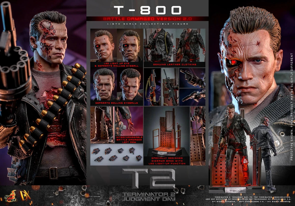 Terminator 2: T - 800 (Battle Damaged Version 2.0) - 1/6 Scale Figure (Pre - Order) - Hot Toys
